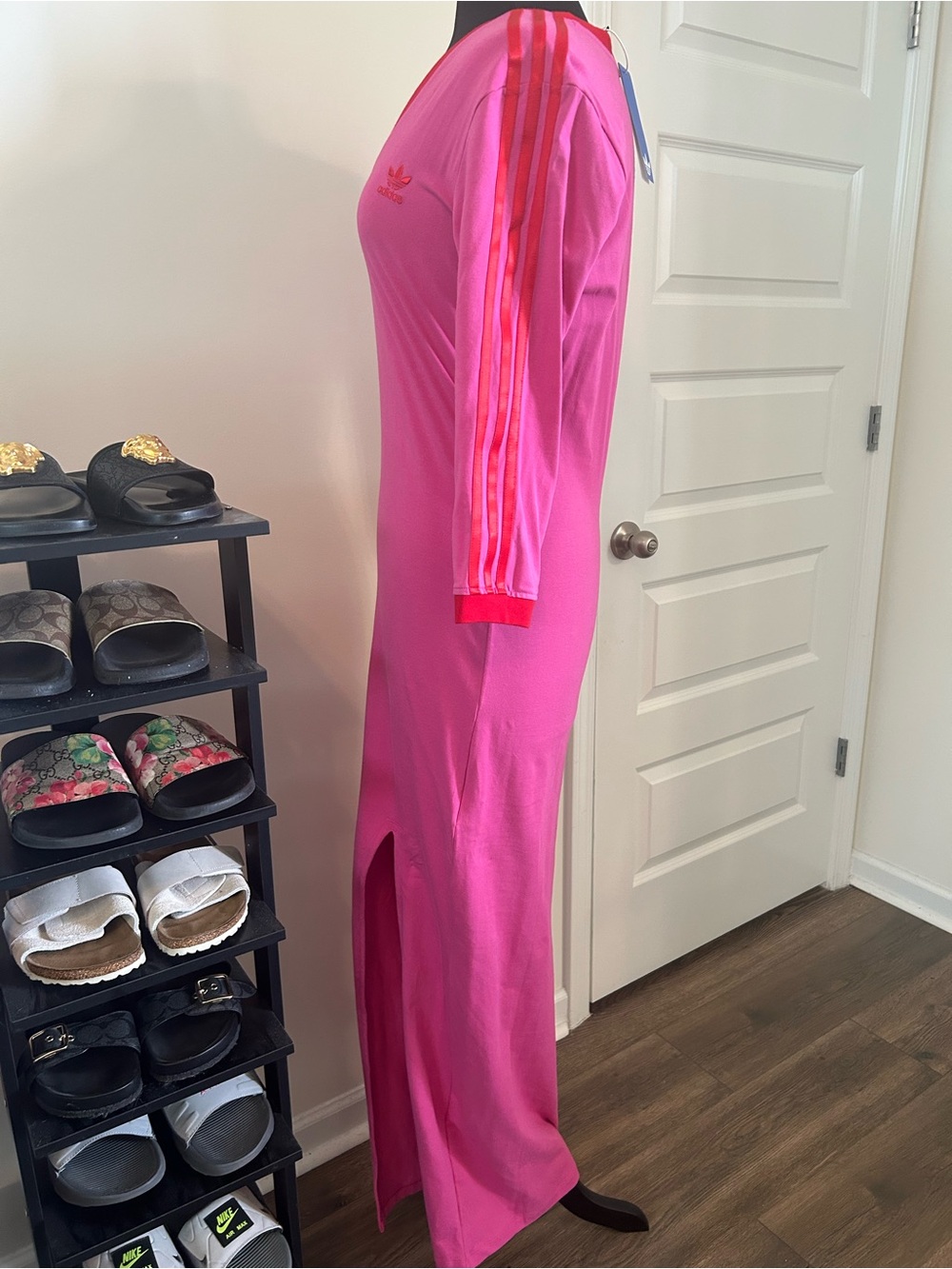 adidas Pink Maxi Dress with Red Trim - Picture 4 of 5